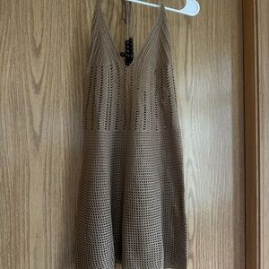 Brown Crochet Sleeveless Dress